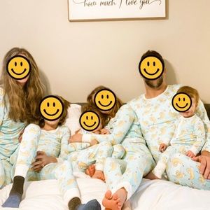 Men’s XL and women’s medium matching banana pajamas